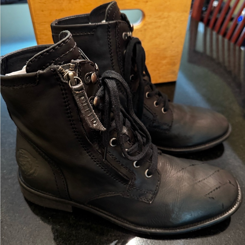 Men’s DIESEL Black Leather lace/zip Boots!